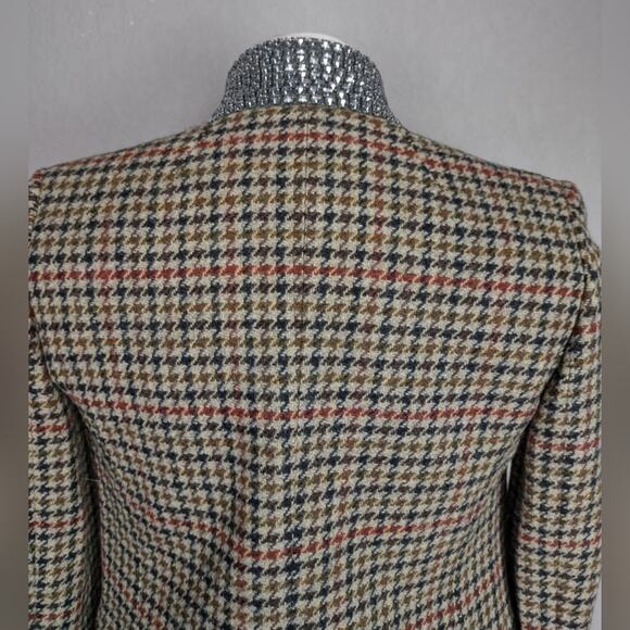 J.Crew Blazer Regent Wool Houndstooth Tan Jewel Jacket Size 2 - Picture 10 of 16